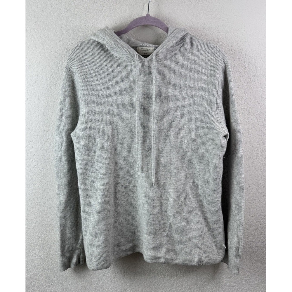 Candy & Caviar Waffle Knit Hoodie Sweater Gray Wool‎ Blend Women's Sz L Outdoor
